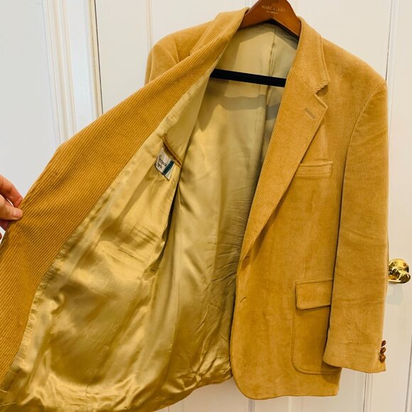 Garrison Park Men's 44 R Vintage Tan Brown Corduroy Blazer W/ Elbow Patches - Picture 8 of 16